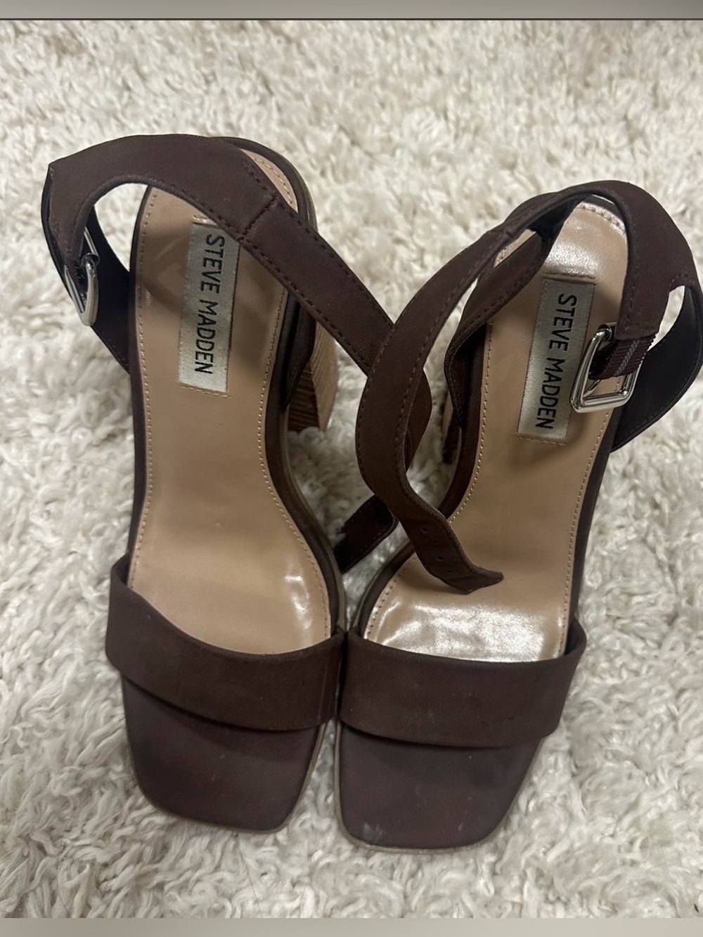 Steve Madden Chocolate Brown Suede Block Heel Sandals